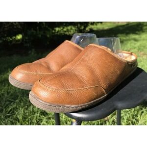 Cabelas Shearling Fur Leather Slippers Hard Sole Men's 12 House Shoes